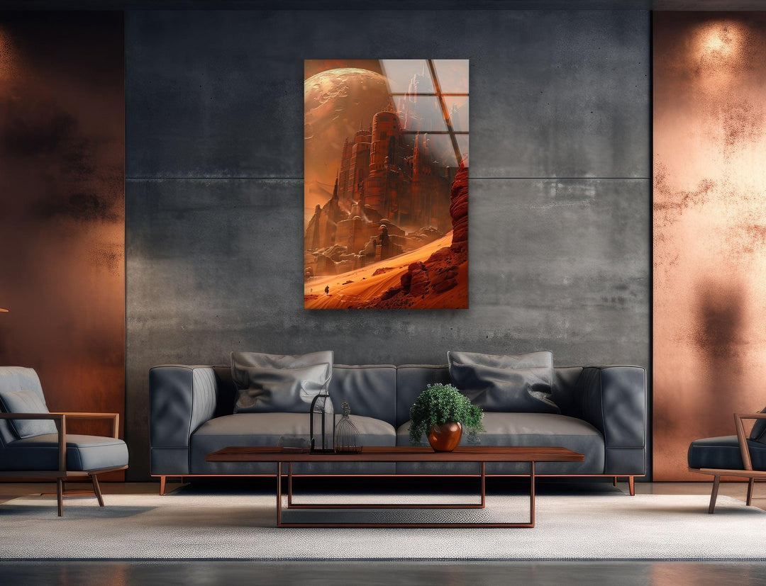 Towers of an Ancient City Glass Wall Art, custom glass pictures, glass art prints