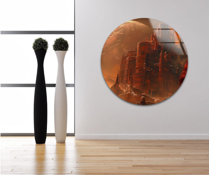 Towers of an Ancient City Glass Wall Art, art glass wall art, glass wall art pictures