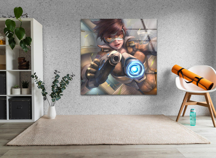 Tracer Overwatch 2 Glass Wall Art art glass wall art, glass wall art pictures
