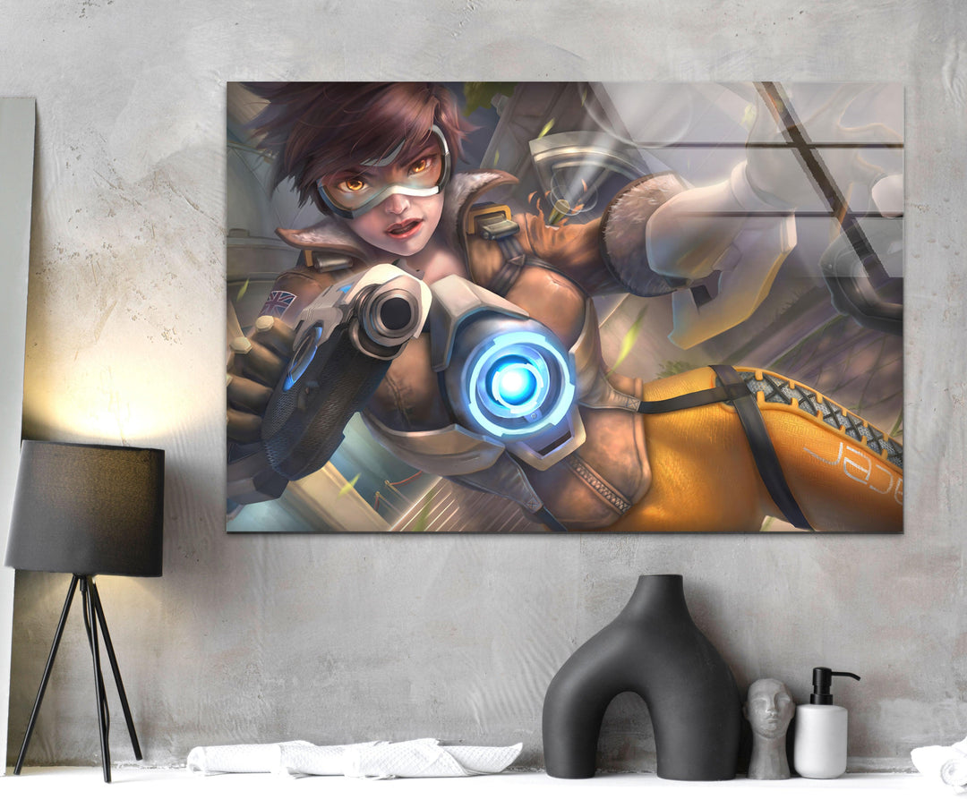 Tracer Overwatch 2 Glass Wall Art Glass Printing Wall Art, Print photos on glass
