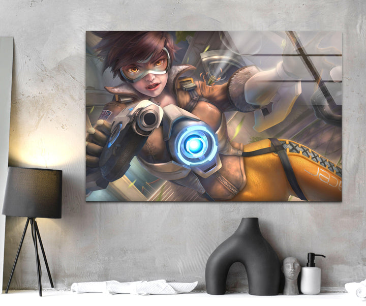 Tracer Overwatch 2 Glass Wall Art Glass Printing Wall Art, Print photos on glass
