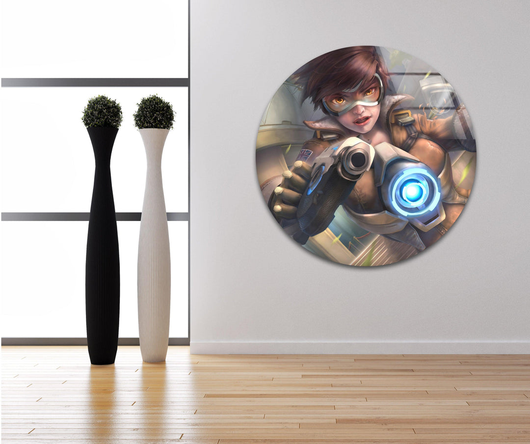 Tracer Overwatch 2 Glass Wall Art stained glass wall art, stained glass wall decor

