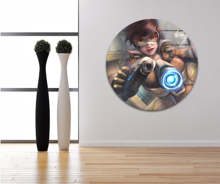 Tracer Overwatch 2 Glass Wall Art stained glass wall art, stained glass wall decor

