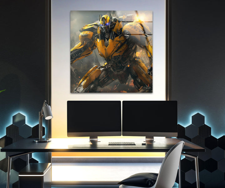 Transformers Bumblebee Glass Art
