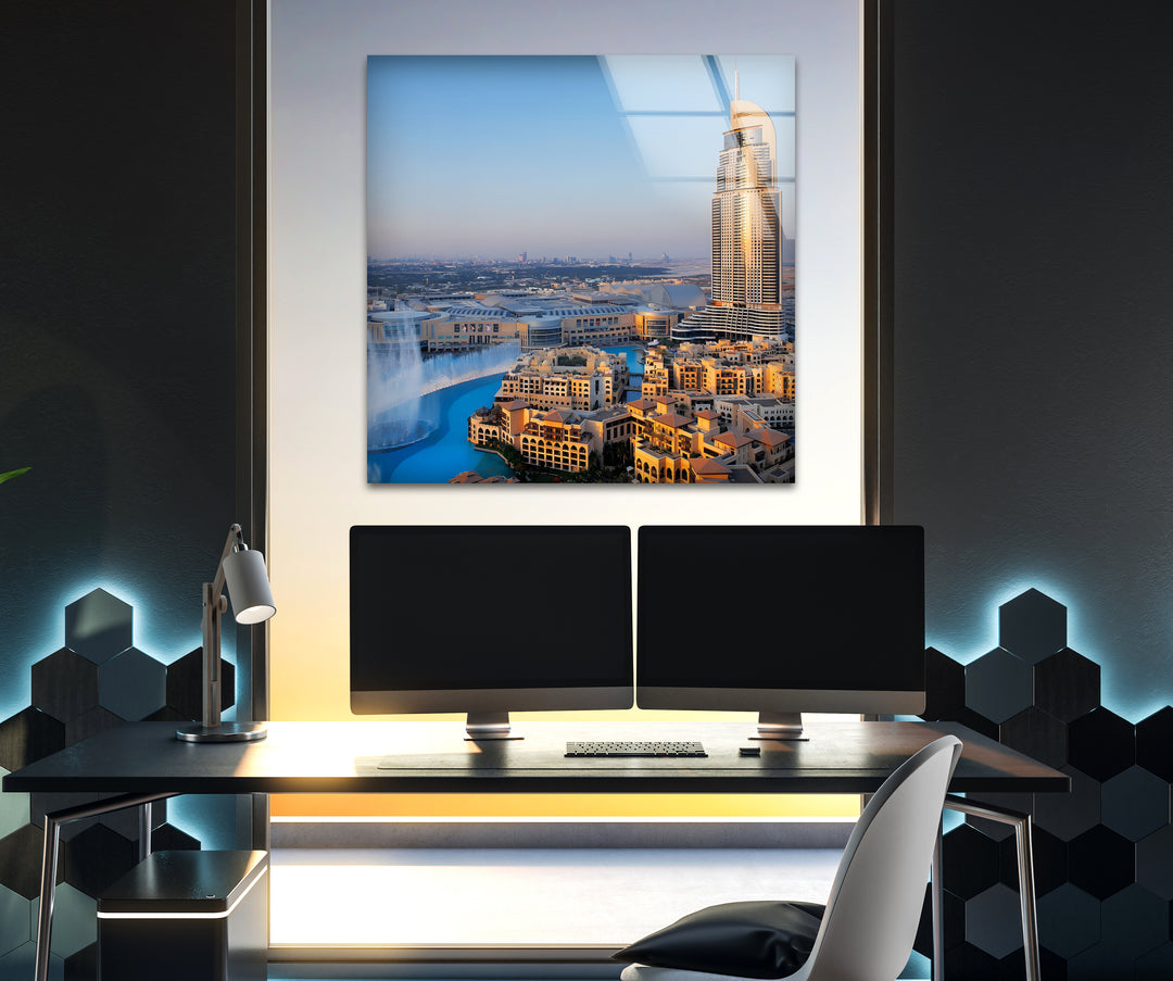 Burj Khalifa Glaswandkunst – Ikonisches Wahrzeichen Dubais mit atemberaubendem Blick auf die Skyline