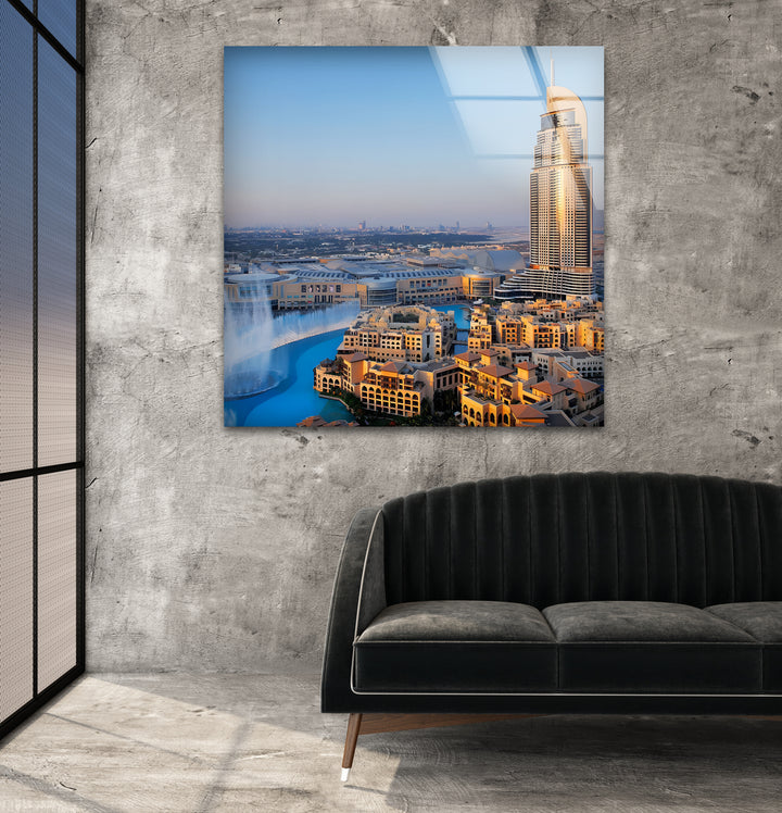 Burj Khalifa Glaswandkunst – Ikonisches Wahrzeichen Dubais mit atemberaubendem Blick auf die Skyline