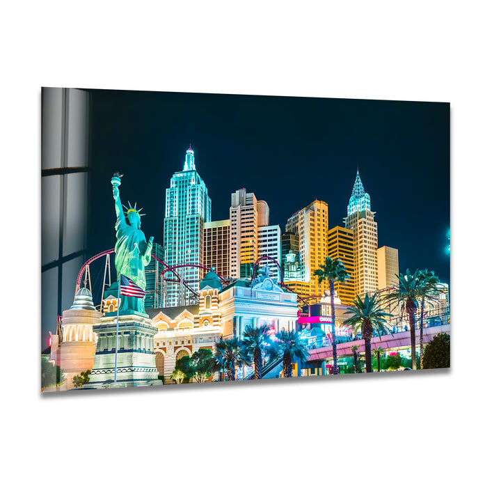 New York New York Hotel Glaswandkunst – Kultiges Wahrzeichen von Las Vegas mit Replik der Freiheitsstatue