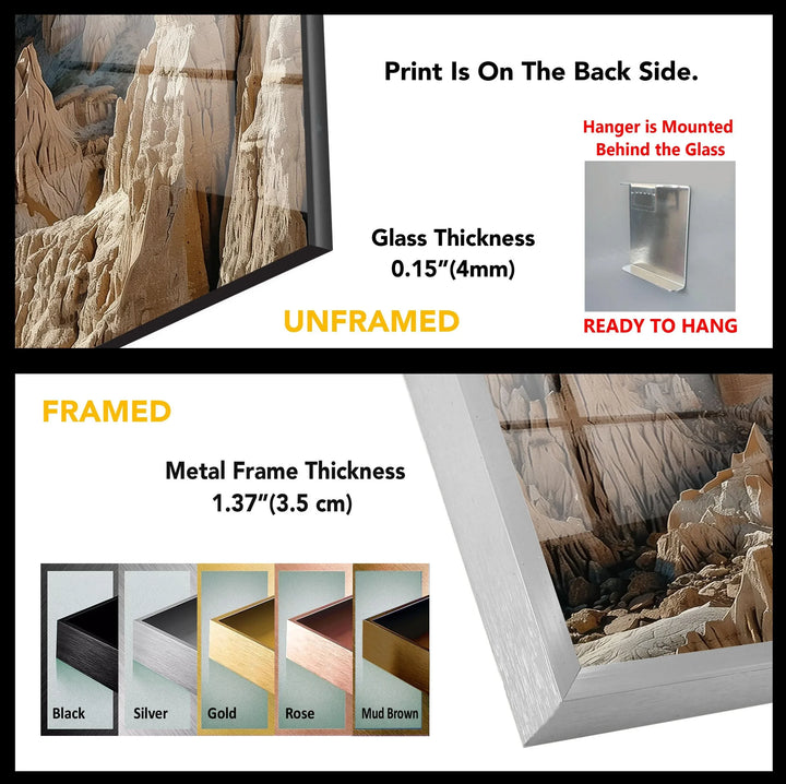 Canyon Rock Formations Glass Wall Art: A Majestic Desert Landscape - MyPhotoStation
