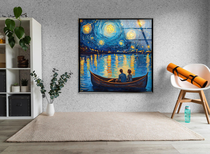 Van Gogh Oil Painting Starry Sky Glass Wall Art glass image printing, glass prints from photos
