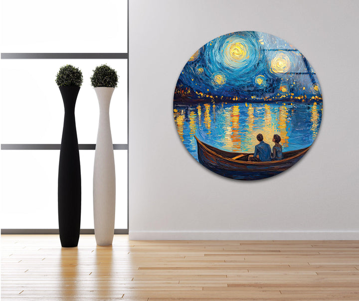 Van Gogh Oil Painting Starry Sky Glass Wall Art Glass Printing Wall Art, Print photos on glass
