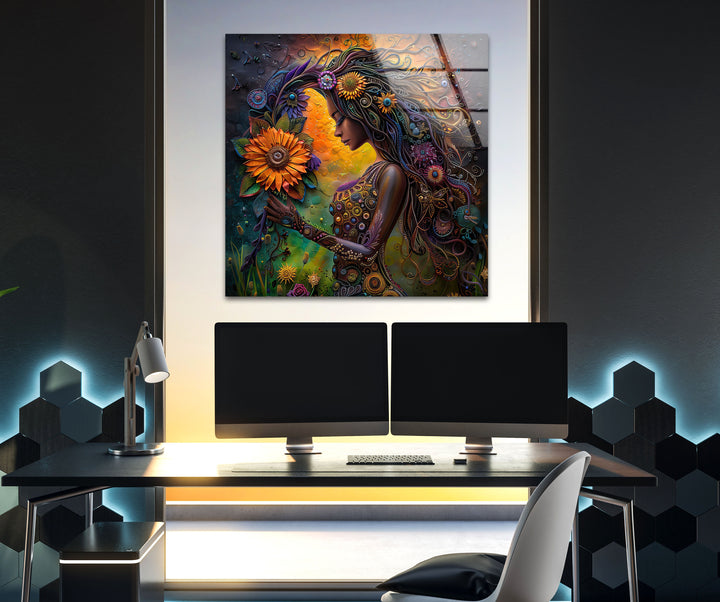 Virgo Zodiac Glass Wall Art custom glass pictures, glass art prints
