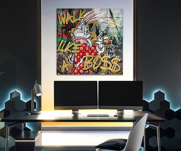 Walk Like a Boss Glass Wall Art glass photo prints, glass picture prints
