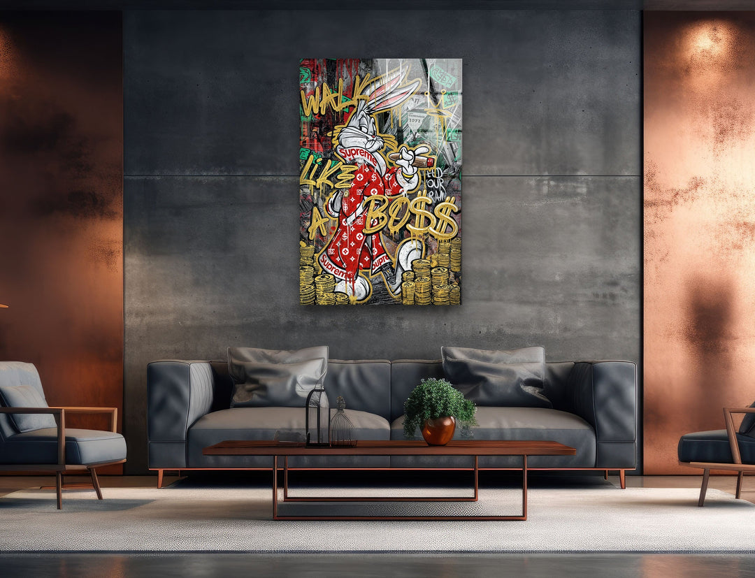Walk Like a Boss Glass Wall Art glass pictures for Wall, glass prints wall art
