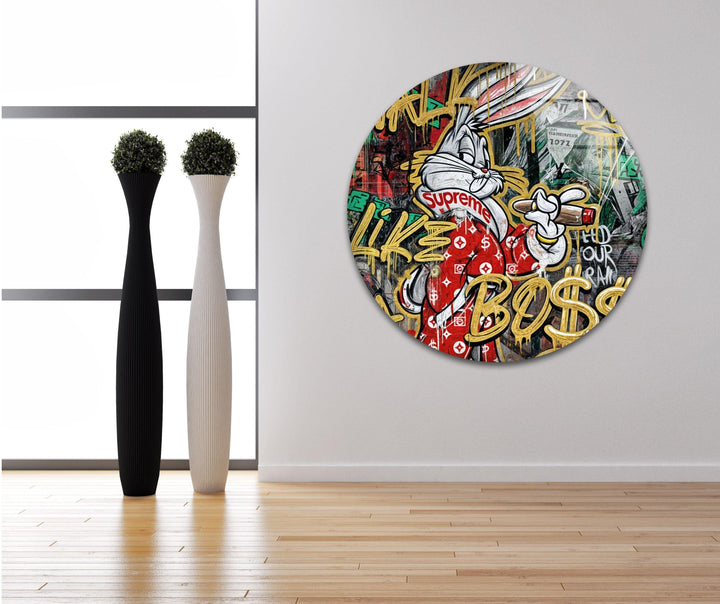 Walk Like a Boss Glass Wall Art glass art painting, glass art for the Wall
