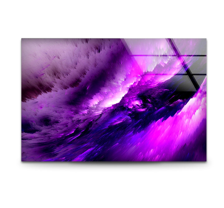 Violet Cosmic Storm Wall Art – Abstract Purple Energy Glass Print