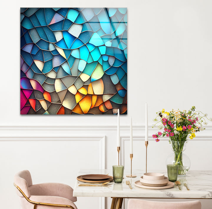 Schimmernde Prisma-Mosaik-Glaswandkunst – Strahlende abstrakte Scherben 