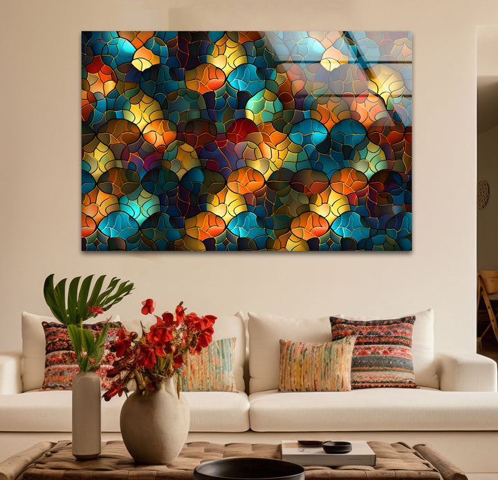 Abstract Stained Glass Wall Art – Colorful Mosaic Glass Design