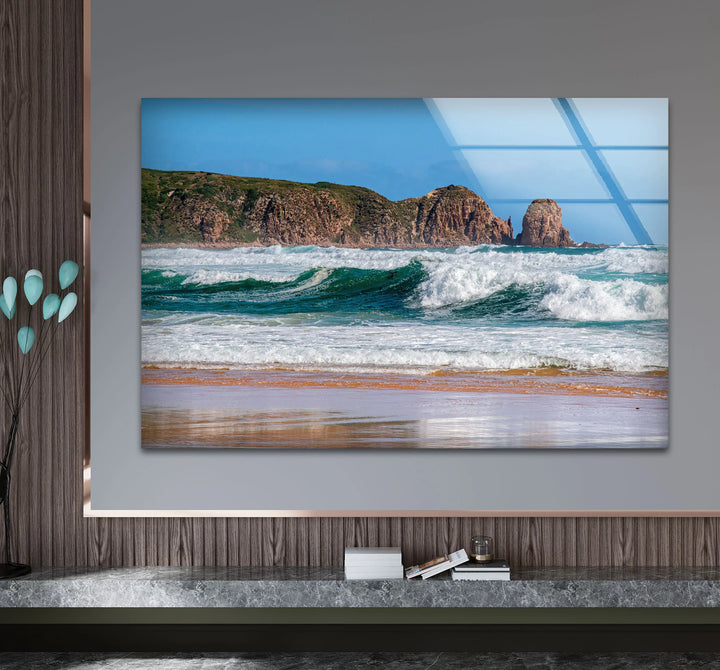 Rocky Coastline Ocean Wave Wall Art – Scenic Beach Glass Print for Nature Lovers - MyPhotoStation