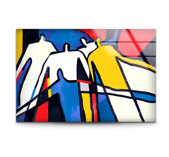 Bold Abstract Figures Wall Art – Colorful Modern People Silhouette Print