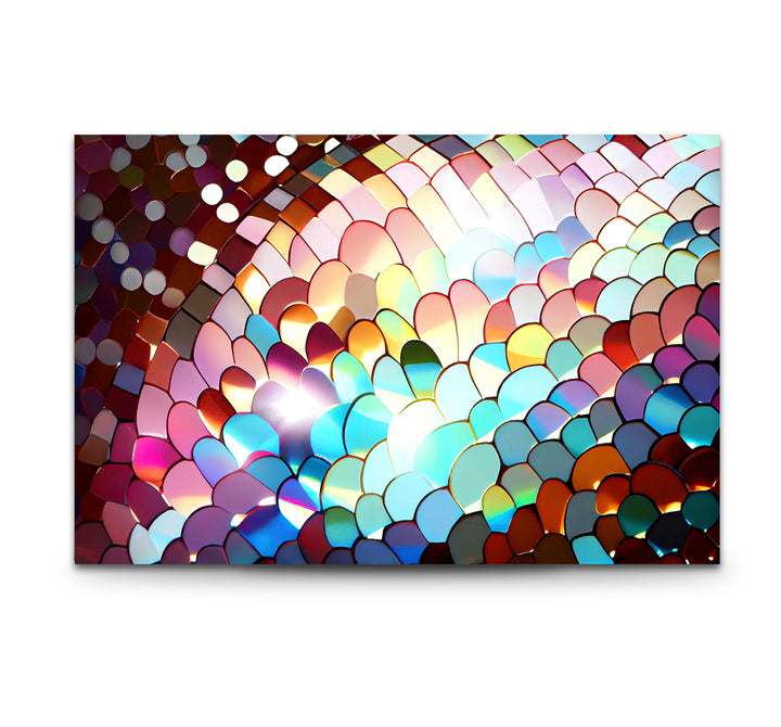 Rainbow Scale Glass Wall Art – Iridescent Abstract Decor Panel