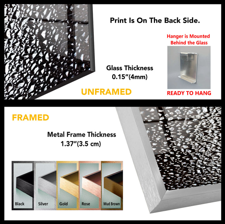 Monochrome Wandkunst aus zerbrochenem Glas – Abstrakter Textur-Glasdruck