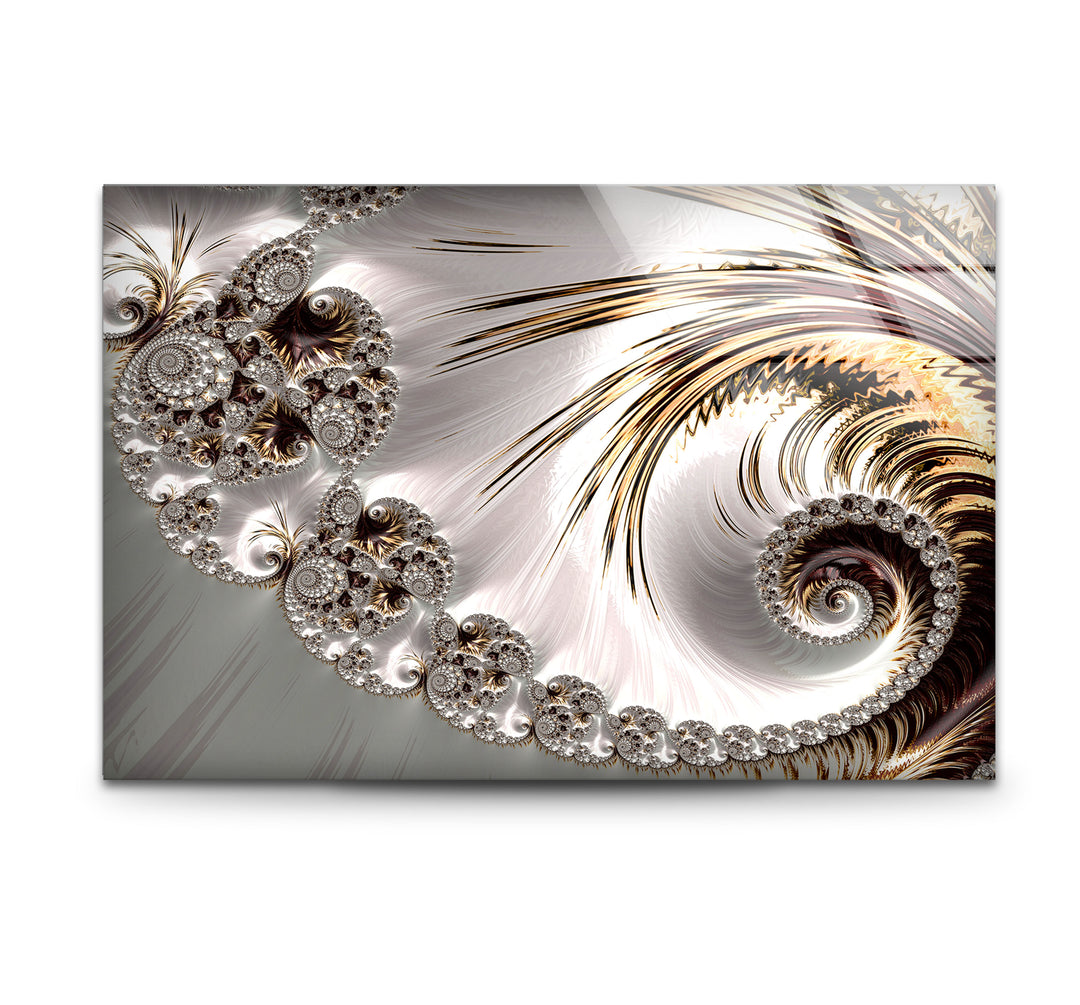 Golden Spiral Fractal Wall Art – Elegant Abstract Glass Print Decor