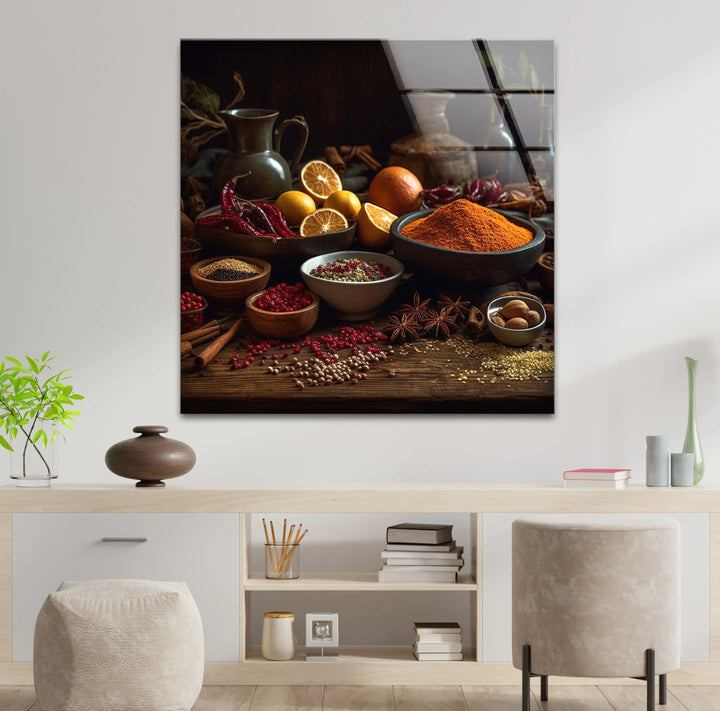 Rustic Spice Kitchen Wall Art – Culinary Herb and Spice Print on Glass - MyPhotoStation
