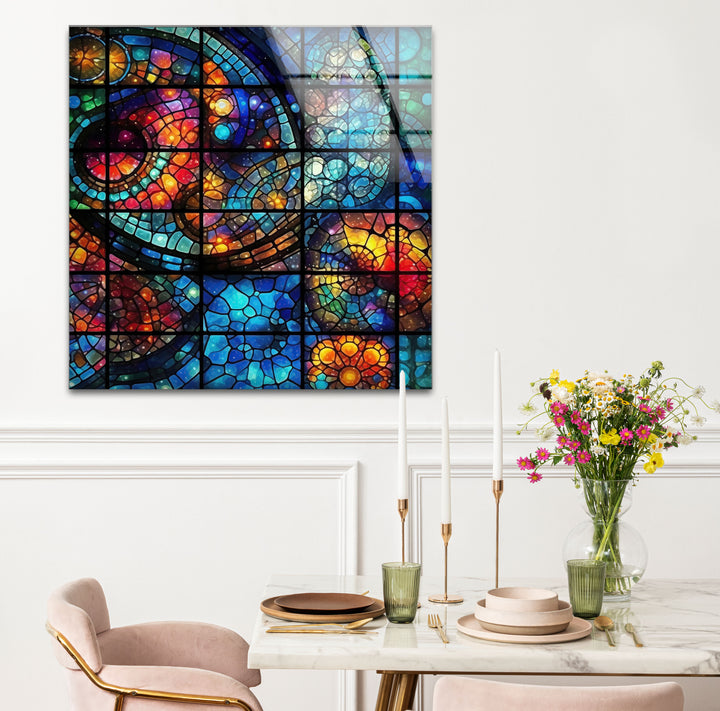 Kosmische Buntglas-Wandkunst – Von der Galaxie inspiriertes Fensterdesign, himmlisches Dekor 
