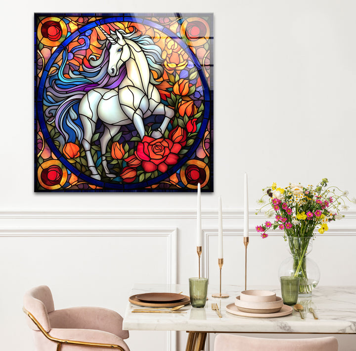Majestic Unicorn Stained Glass Wall Art – Fantasy-Inspired Home Decor