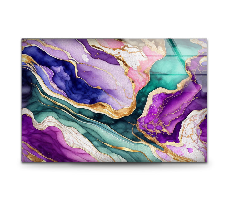 Colorful Geode Marble Wall Art – Abstract Crystal Glass Print for Interiors
