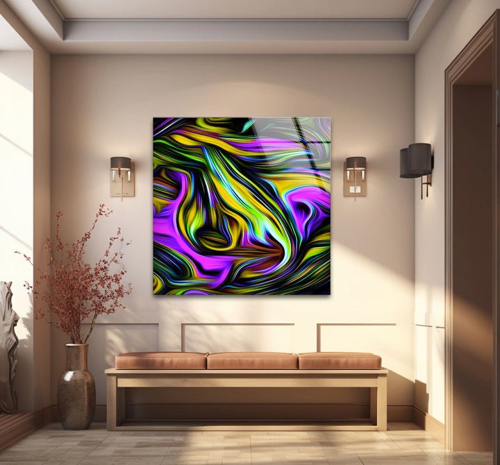 Psychedelic Swirl Glass Wall Art – Vibrant Abstract Pattern for Bold Modern Interiors - MyPhotoStation