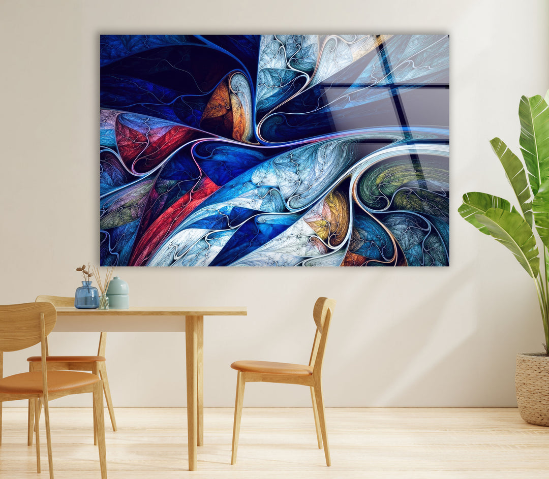 Fractal Flow Wall Art – Multicolor Abstract Glass Print