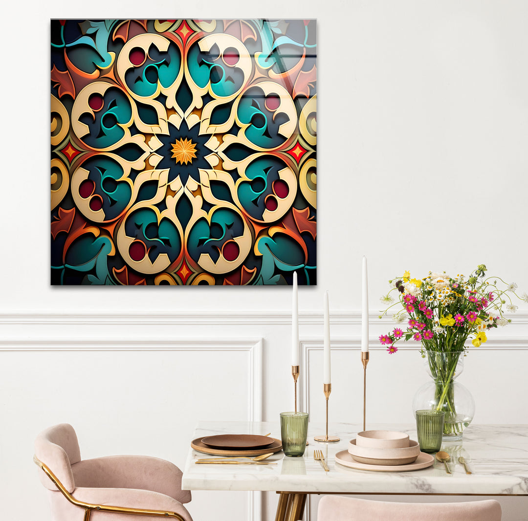 Filigrane Mandala-Wandkunst aus Glas – Luxuriöses geometrisches Design