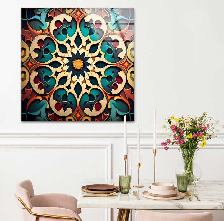 Filigrane Mandala-Wandkunst aus Glas – Luxuriöses geometrisches Design