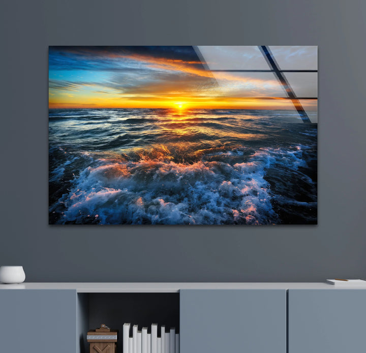 Ocean Sunset Wall Art – Vibrant Seascape Glass Print for Coastal Decor - MyPhotoStation