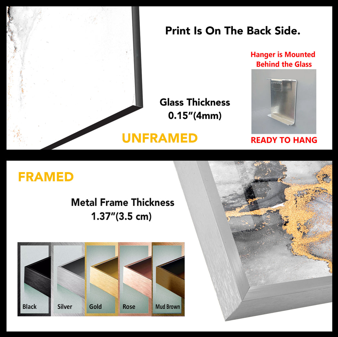 Black White and Gold Abstract Wall Art – Minimalist Glass Print for Modern Decor