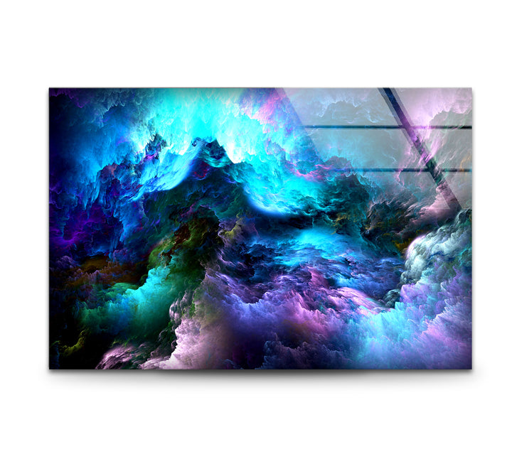 Cosmic Dreamscape Wall Art – Abstract Nebula Cloud Glass Print