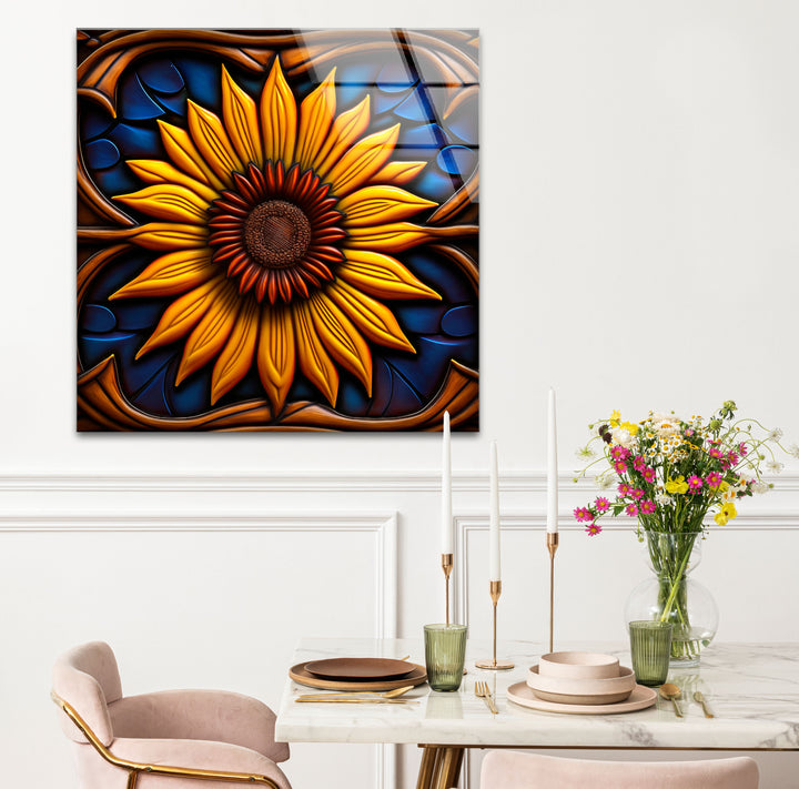 Sunflower Stained Glass Wall Art – Vibrant Floral Decor, Nature-Inspired Design