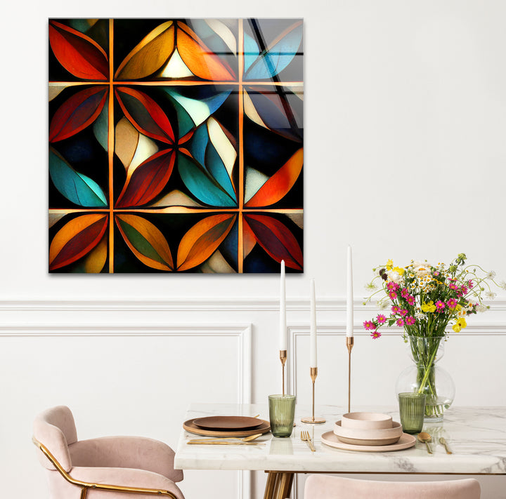 Geometric Stained Glass Wall Art – Abstract Mosaic Glass Design