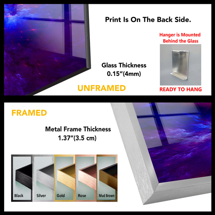 Purple Galaxy Cloud Wall Art – Vibrant Cosmic Sky Glass Print Décor