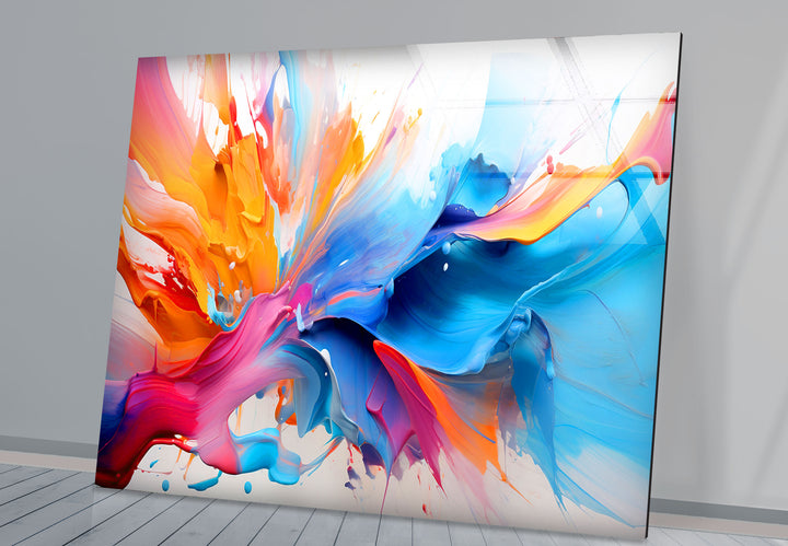 Color Splash Abstract Wall Art – Vibrant Glass Print for Modern and Creative Interiors