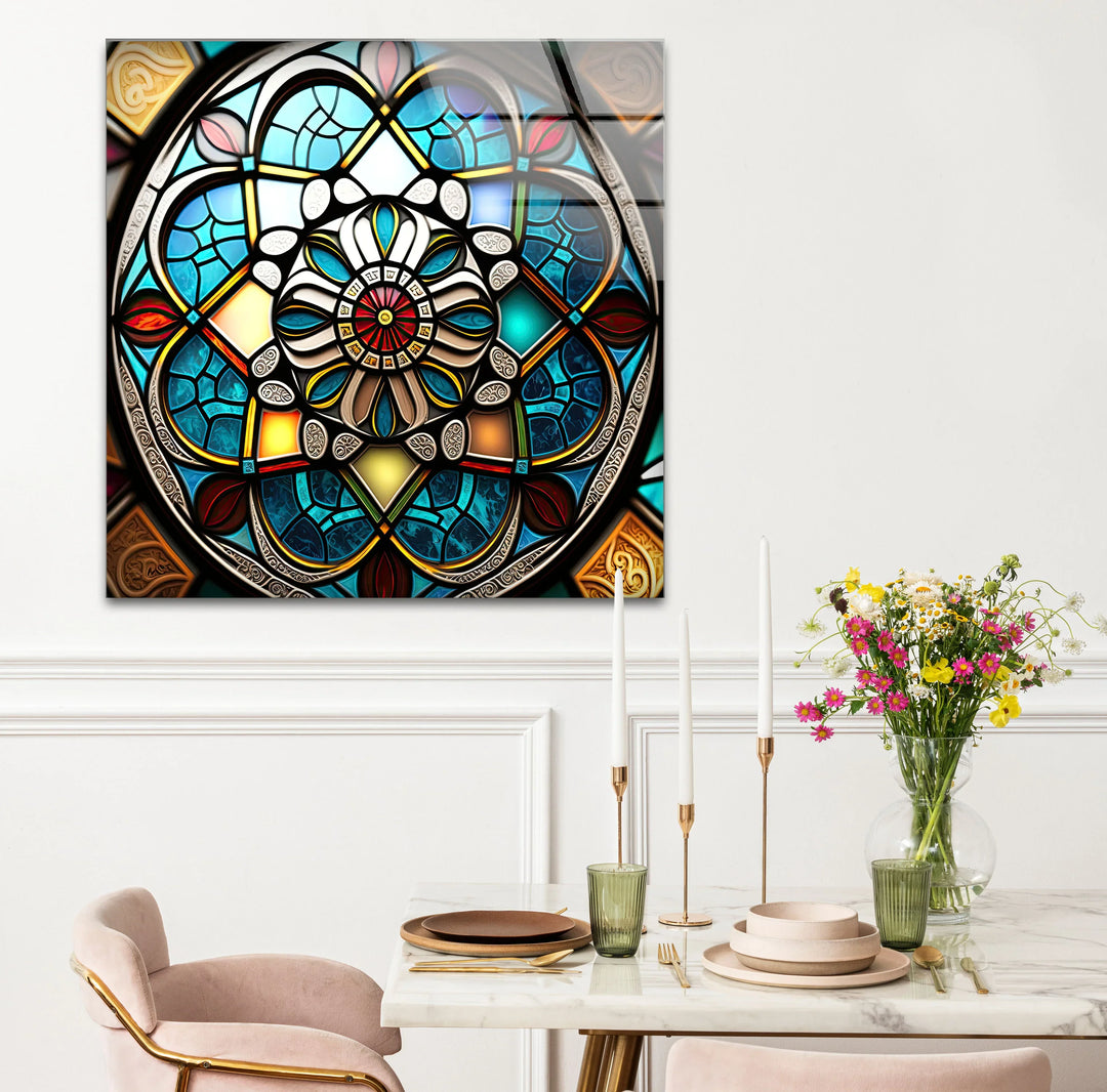 Stained Glass Mandala Wall Art – Intricate Geometric Pattern Design - MyPhotoStation
