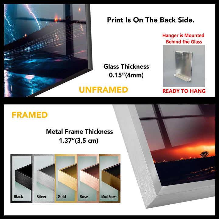 Lightning Storm Wall Art – Dramatic Thunderstorm Glass Print for Modern Decor - MyPhotoStation