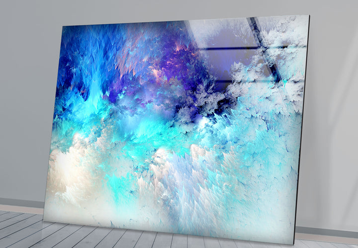 Icy Blue Dream Wall Art – Abstract Frosted Cloud Glass Print
