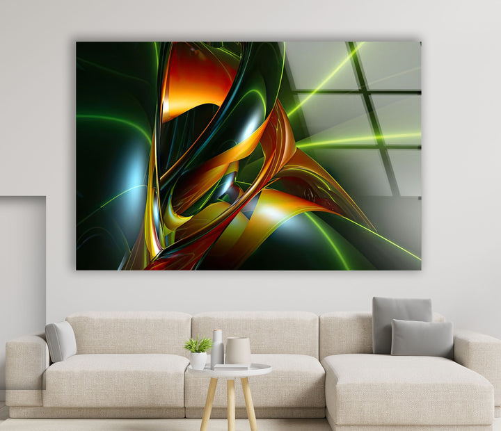 Futuristic Flow Wall Art – Abstract Neon Swirl Glass Print