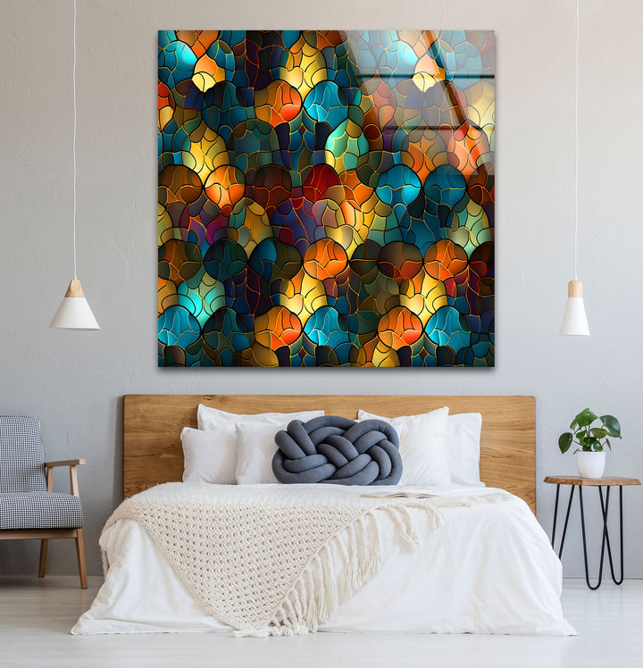 Abstract Stained Glass Wall Art – Colorful Mosaic Glass Design