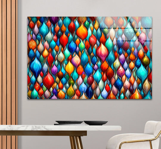 Vibrant Abstract Glass Wall Art – Colorful Droplet Design - MyPhotoStation