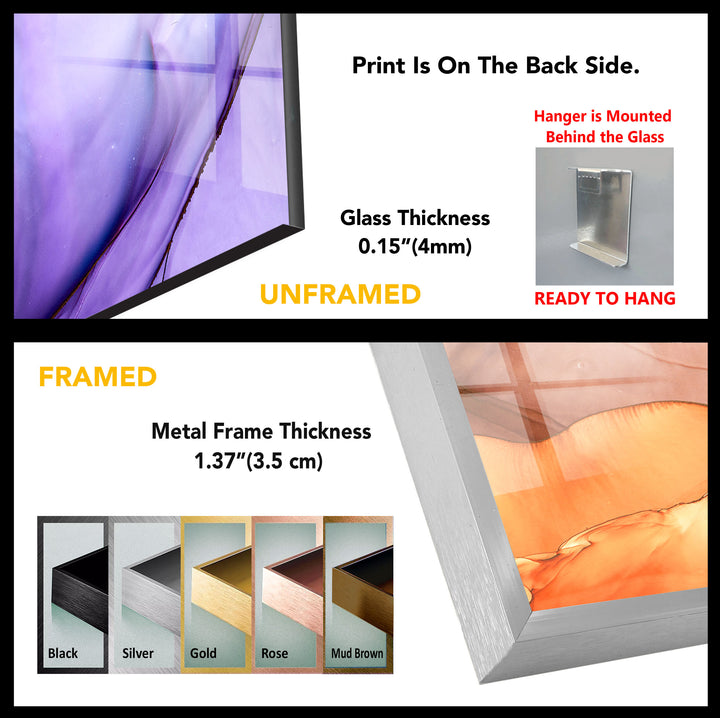 Purple and Amber Abstract Wall Art – Modern Glass Artwork for Living Rooms