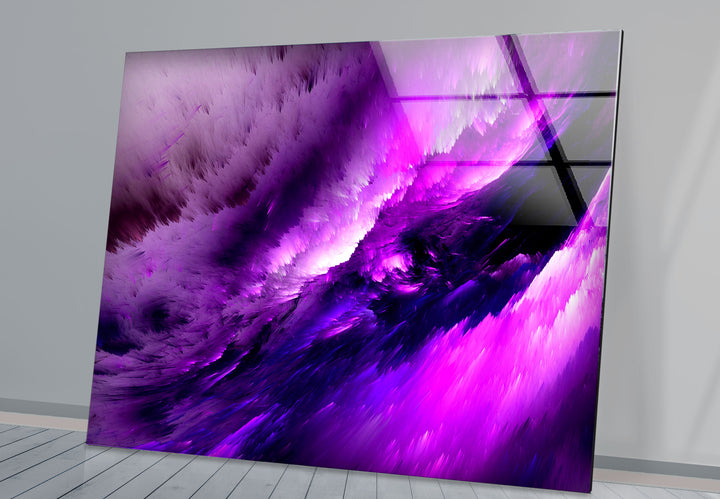 Violet Cosmic Storm Wall Art – Abstract Purple Energy Glass Print