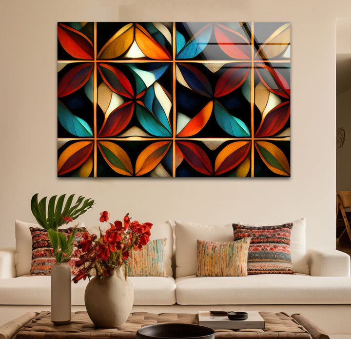 Geometric Stained Glass Wall Art – Abstract Mosaic Glass Design